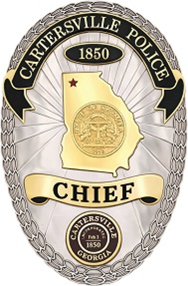 Cartersville GA Police Badge with State of GA map in the Center of Bdg
