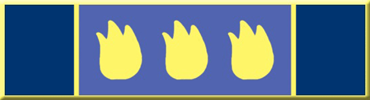 3 Section commendation bar with 3 flames in the center