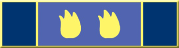 3 Section commendation bar with 2 flames in the center section